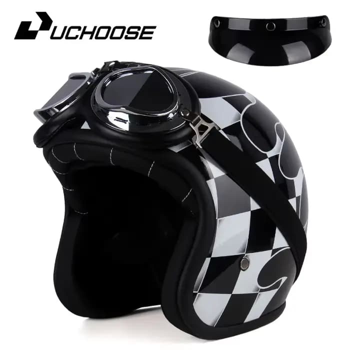 USalle de bain OSE-Casque de moto rétro en cuir PU, Open Face 3/4, Chopper, d'expériences de vélo, C