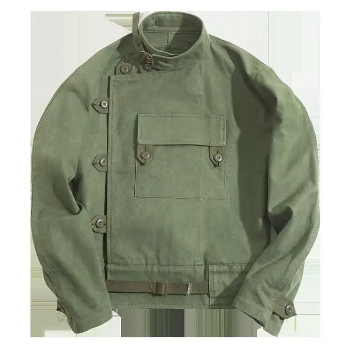 Maden rétro 16oz toile suédois moto vert veste poche Bomber veste décontracté chasse travail vêtemen