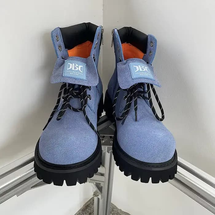 Bottes de moto courtes en cuir pour hommes, grosses bottes jaunes, fermeture à glissière latérale, v