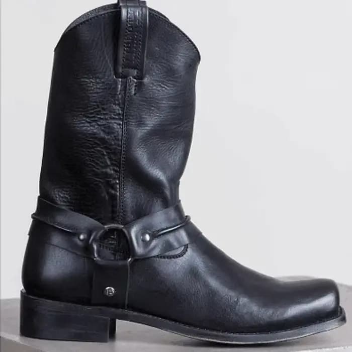 Bottes de Cowboy rétro pour femmes et hommes, mi-mollet, bottes d'extérieur Vintage en PU, chaussure