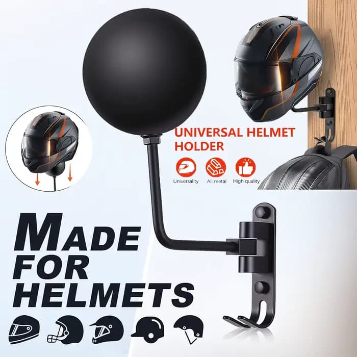 Support mural pour casque de moto 180 °   Support de casque de cintre rotatif avec crochets pour sup
