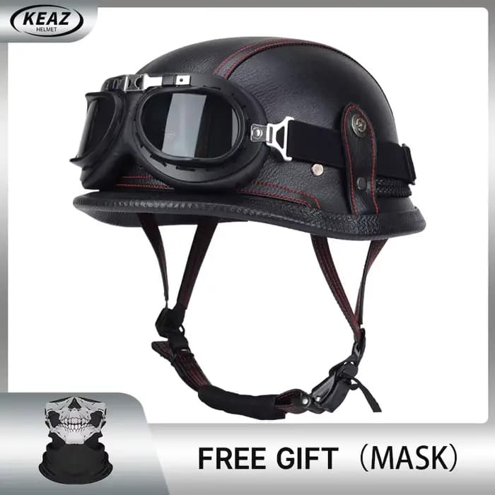 Casque demi-visage en cuir de Style allemand pour moto, prix d'usine, Cap1/2 approuvé par le DOT, ca