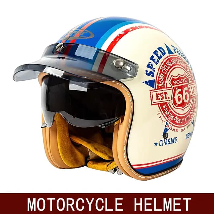 Nouveau demi-casque rétro casque de moto hiver trois-quarts hommes croisière américain rétro casque 