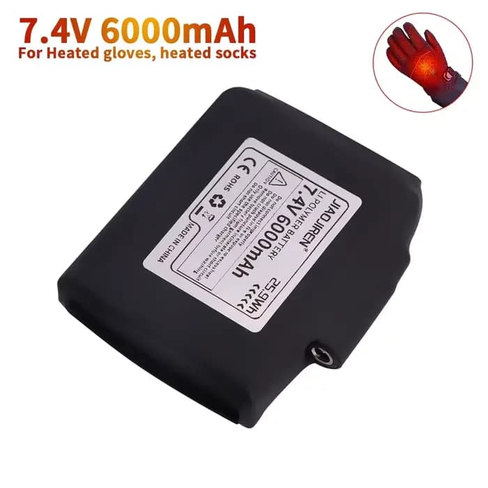 Batterie Lithium polymère Rechargeable 7.4V 6000mAh, pour gants chauffants, chaussettes, vestes chau