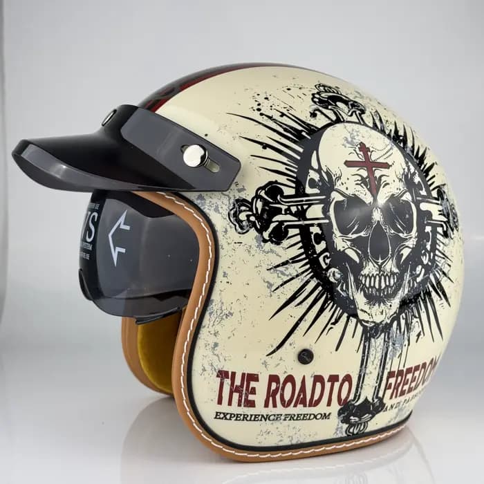 Casque de moto VGV à face ouverte 3/4 pour moto tout-terrain, cyclomoteur, VTT, UTV, motocross, crui