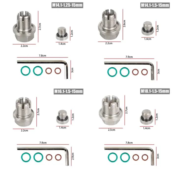 Bouchon de vidange d'huile surdimensionné en acier inoxydable, Kit de réparation de filetage de cart