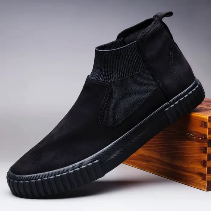 Bottes de moto en daim pour hommes, chaussures décontractées, rinçage, cuir suédé, sans lacet, mode 