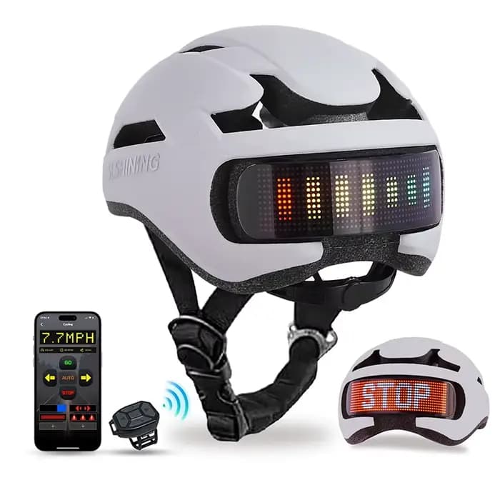 Casque de vélo SLSHINING avec lumière, casque à écran LED avec contrôle par application, écran LED p