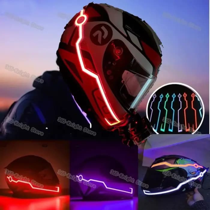 Bande autocollante lumineuse réfléchissante auto-adhésive pour casque de moto, lumière froide LED, d
