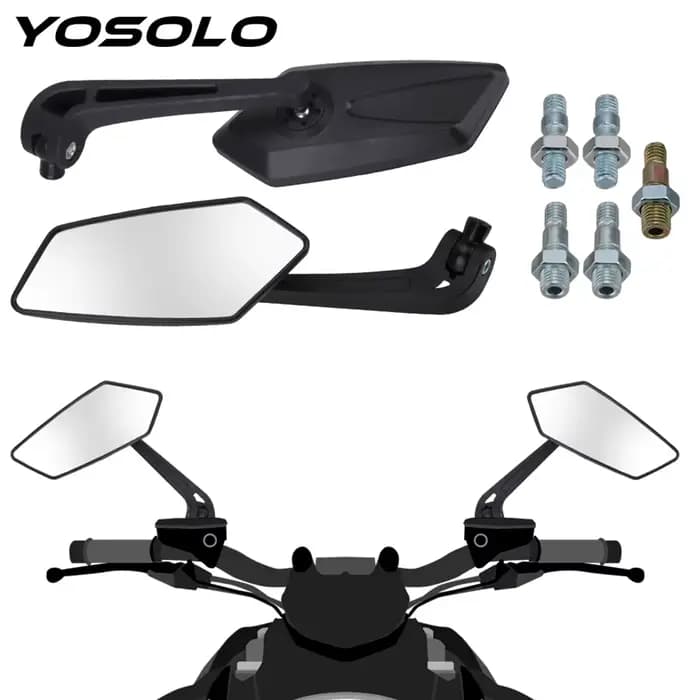 YOSOLO-Rétroviseurs Latéraux de Moto, Accessoires Universels Noirs pour 73Inboulon tor