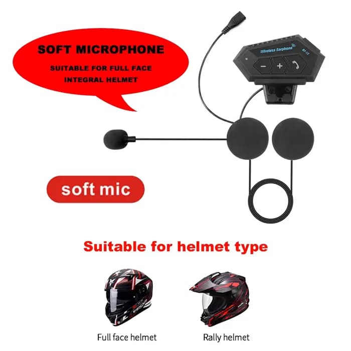 Casque de moto casque Bluetooth écouteur sans fil mains libres micro casque lecteur de musique comma