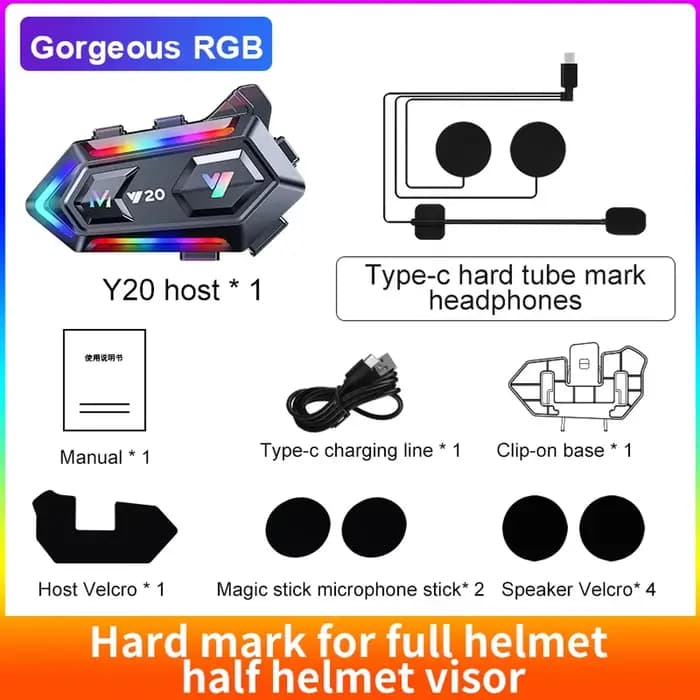 Casque Bluetooth pour moto Y20, BT5.3, appel mains libres, réduction du bruit sans fil, casque étanc