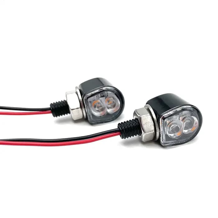 E marqué M8 Mini moto clignotant indicateur lumineux 12V ambre LED signaux clignotant lampe pour caf