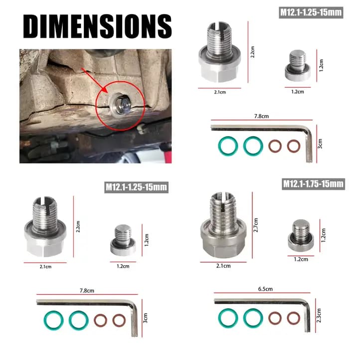 Bouchon de vidange d'huile surdimensionné en acier inoxydable, Kit de réparation de filetage de cart