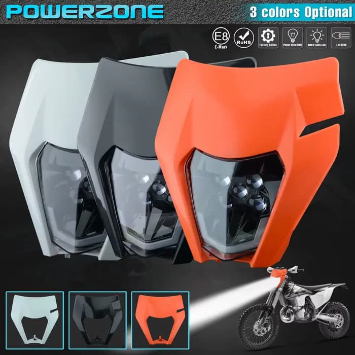 PowerZone moto phare LED phare phare Supermoto carénage pour KTM EXC SXF MX Dirt Bike Enduro phare L