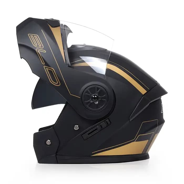 Casque de moto modulaire de haute qualité à visière relevable, double lentille, coque en ABS, casque
