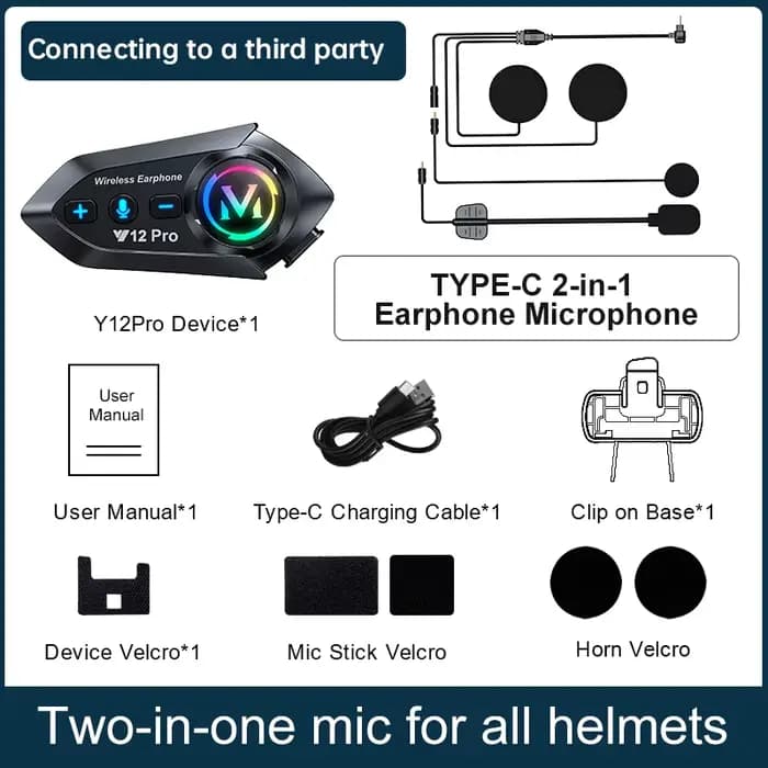 Interphone musical double Bluetooth 5.4, casque de moto, casque d'écoute, étanche 500m, haut-parleur