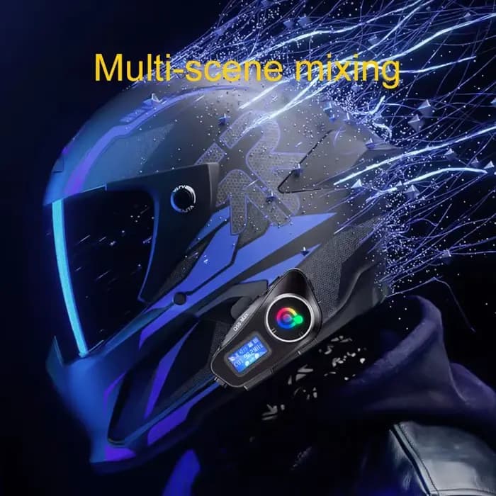 Casque de moto Q58-MAX Bluetooth Casque Interphone LED Éclairage des touristes 500M IP65 Rateddeep É