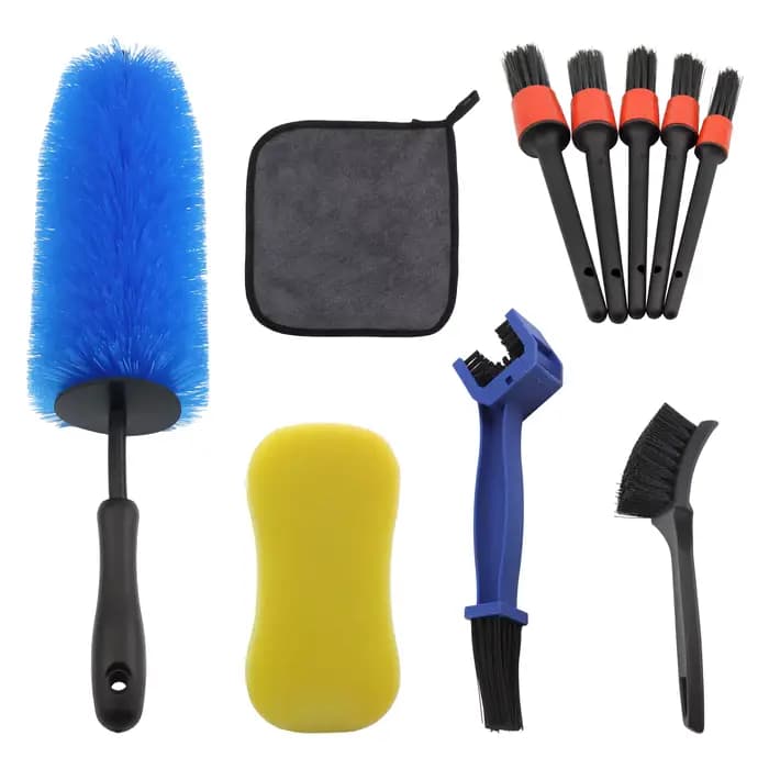 Kit de nettoyage de moto, brosse de roue, brosse de chaîne, brosse de nettoyage de jante de roue, br