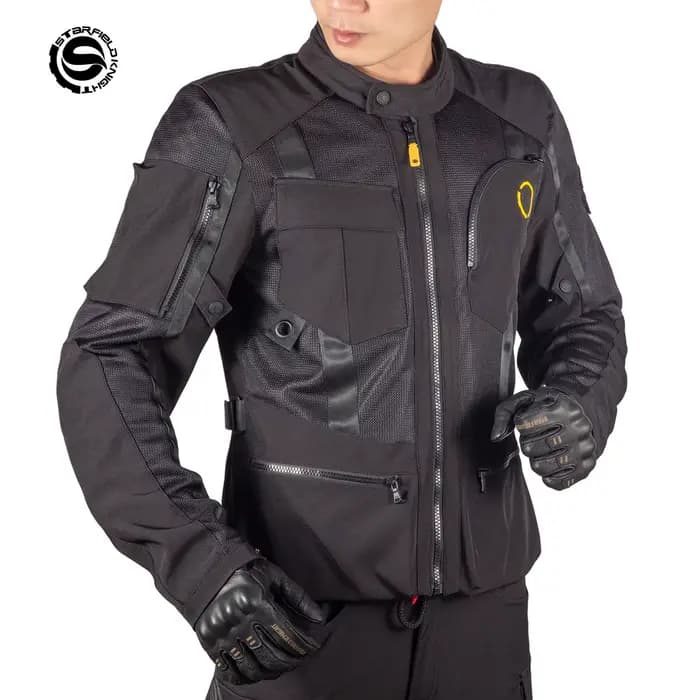 HOT Star Field Knight Vêtements de moto en maille pour homme, veste de moto noire respirante d'été a