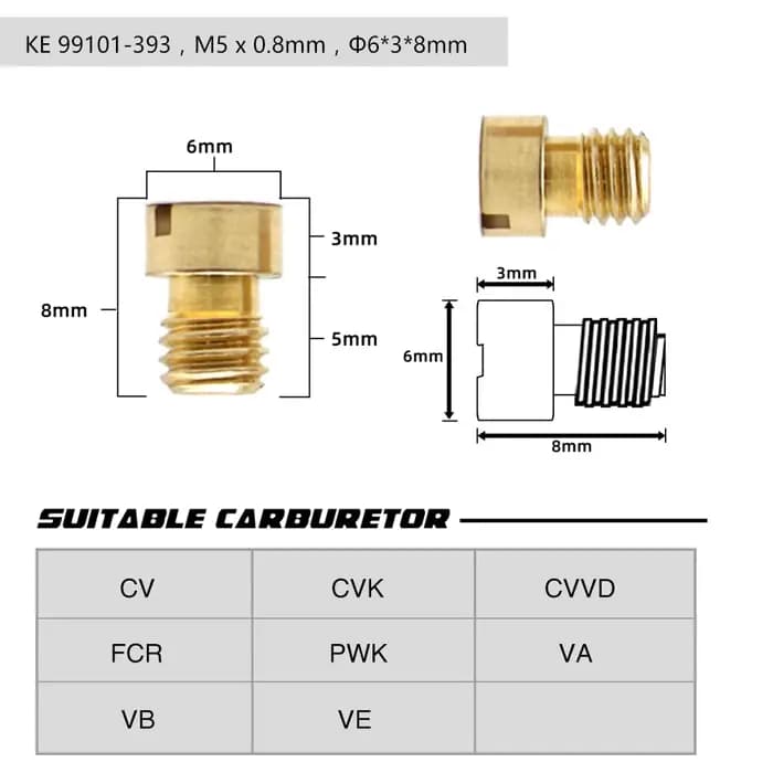 ZSDTRP 10 pièces carburateur de moto M5 Jets principaux Jets de pilote lent pour Keihin PWK BD CRS F