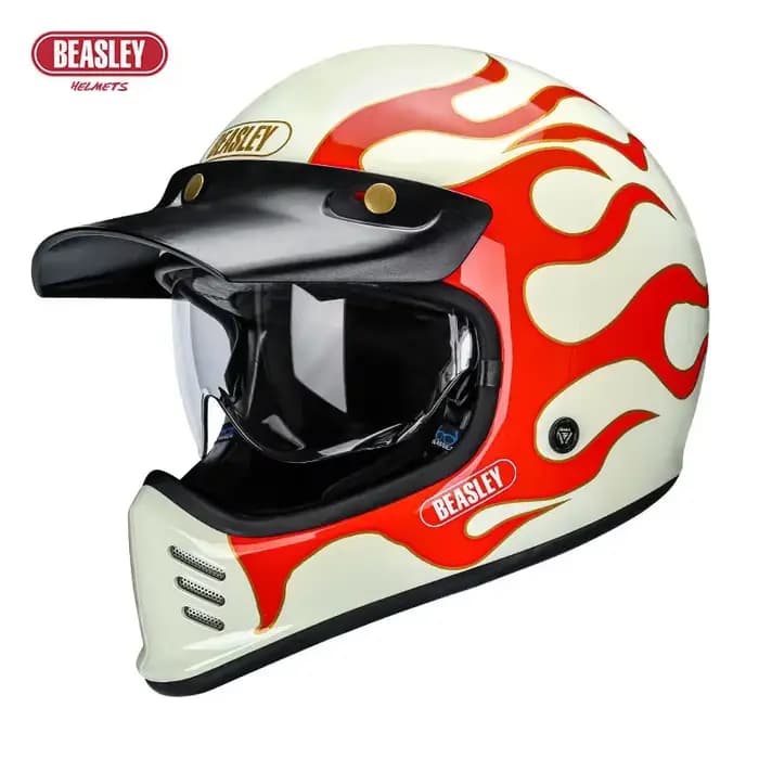 Casque de moto Vintage casque de voiture électrique casque universel à motif de flamme pour hommes e