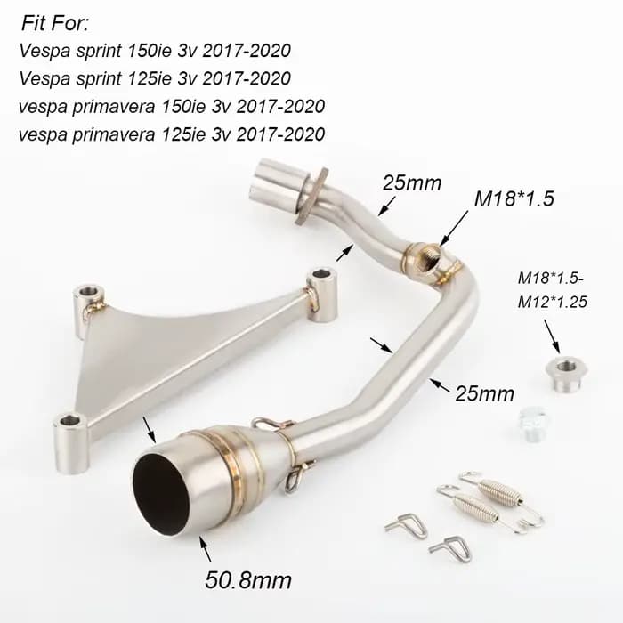 Tuyau de liaison de silencieux d'échappement de sprint de moto 51mm pour Vespa pour Sprint 150ie 125
