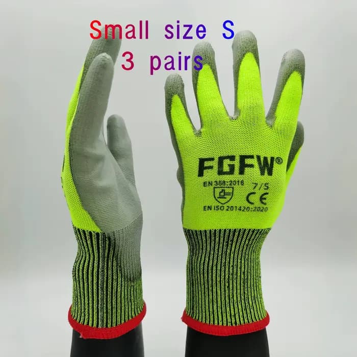 3 paires de gants résistants aux coupures de niveau militaire 5 EN388/CE/ISO-fibre de verre HPPE, po
