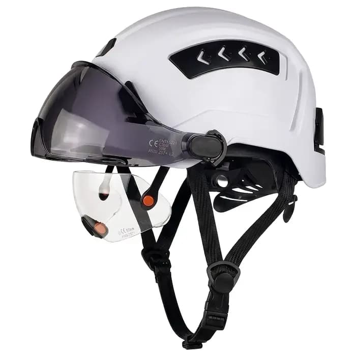 Casque de sécurité CE ANSI avec double visière coulissante et ventilation, en ABS, pour chantier de 