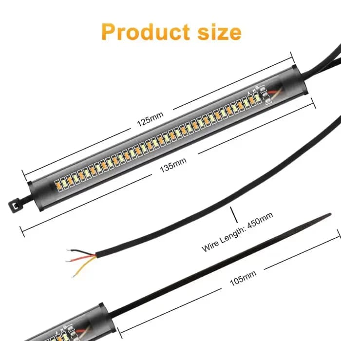 1Pc 12V LED Moto clignotant et DRL ambre blanc Moto clignotant anneau fourche bande lampe clignotant