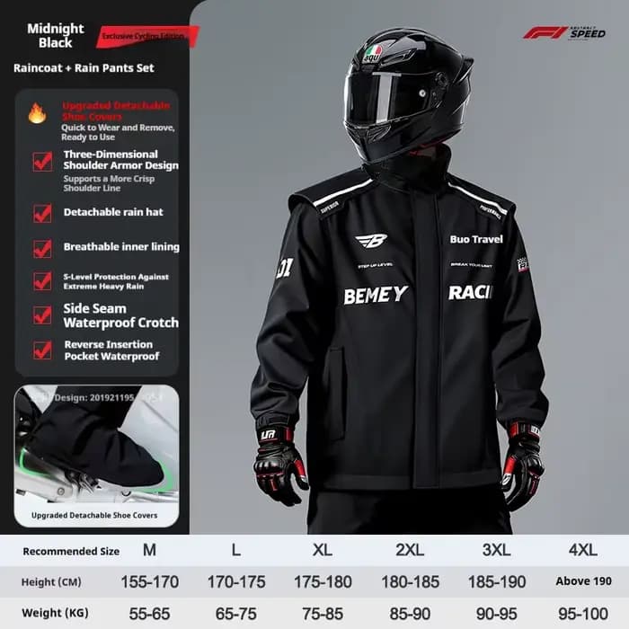 Combinaison de pluie pour moto, pour hommes et femmes, professionnelle, imperméable, coupe-vent, rés