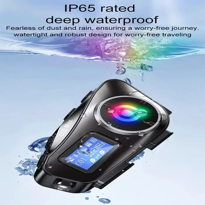 Casque de moto Q58-MAX Bluetooth Casque Interphone LED Éclairage des touristes 500M IP65 Rateddeep É