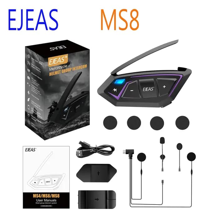 EGuitar-Oreillette en maille pour casque de moto, appareil de communication pour 8 motocyclistes, mo