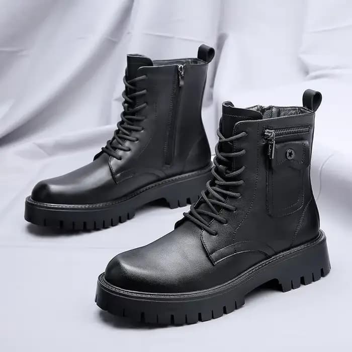 Hommes Style anglais semelle épaisse conception hommes bottes de luxe haut de gamme couche supérieur