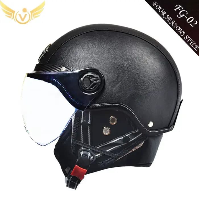 AD – demi-casque de MOTO rétro pour hommes, lentilles HD Vintage, casques de MOTO en cuir, casquette