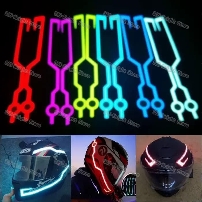 Bande autocollante lumineuse réfléchissante auto-adhésive pour casque de moto, lumière froide LED, d