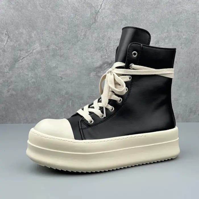 Bottes de moto pour hommes, baskets de luxe en cuir à plateforme pour femmes, baskets montantes à la