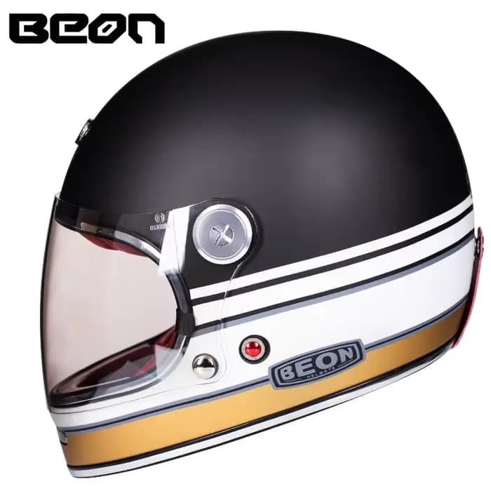 BEON-Casque de Moto Rétro Bouvriers en Fibre de Verre, Protection Complète Vintage, Certification EC