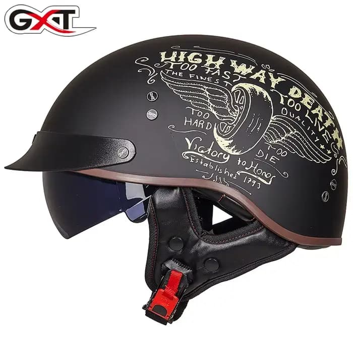 Demi-casque rétro Moto Cruiser casque Style allemand Vintage Casco Moto visage ouvert Chopper motard