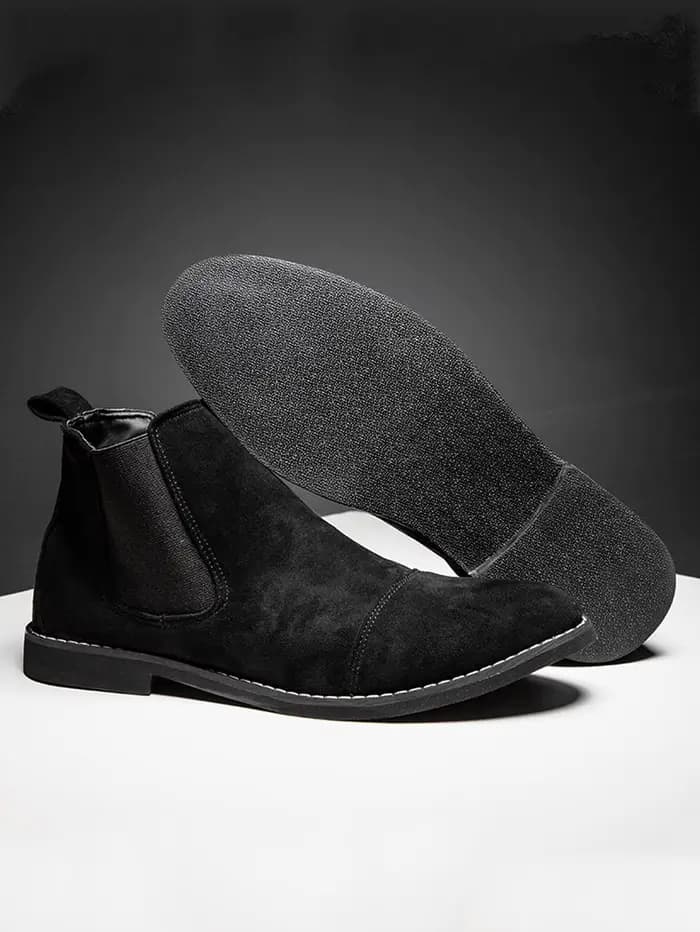 Bottes Chelsea grises en daim pour hommes, chaussures à bout pointu, confortables, à enfiler, pas ch