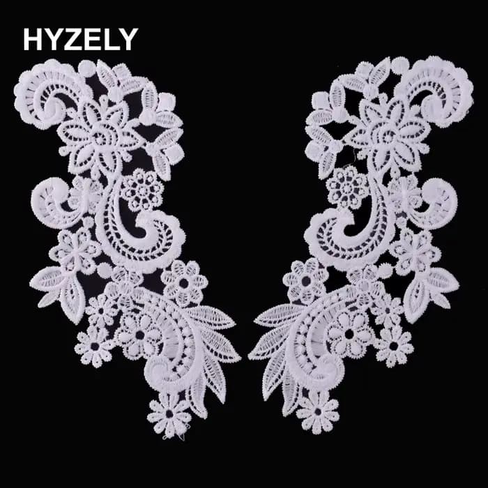 1 Paire de Collets Brodés Appliqués en Dentelle Blanche pour Couture, Accessoire de Mode Féminin DIY