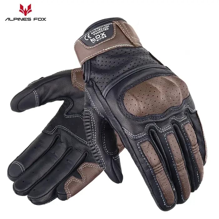 Gants de moto vintage pour hommes, écran tactile, cuir véritable, course sur route Hurbike, engrenag