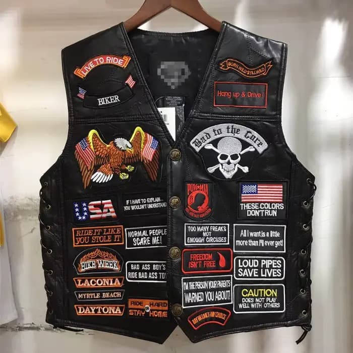 Gilets de moto grande taille pour hommes, veste de moto, gilet de rue en cuir noir, style hippie cla