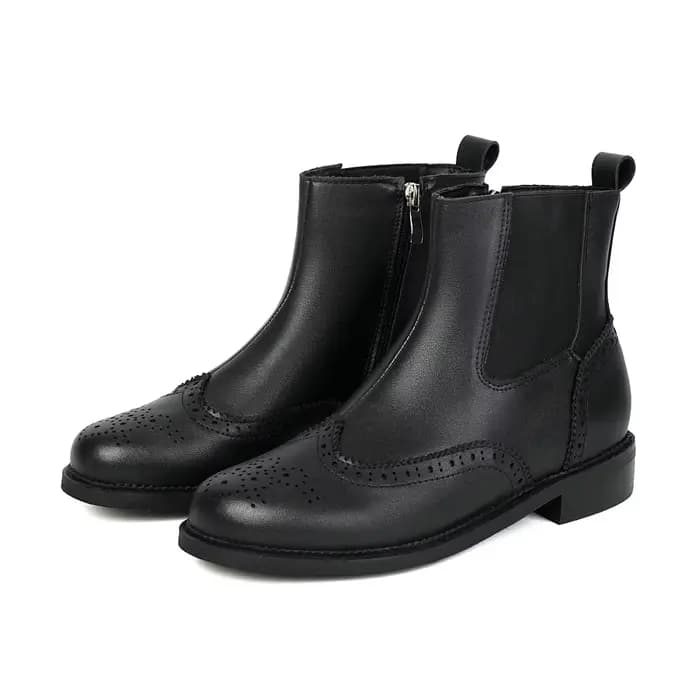 Bottines Chelsea classiques en cuir pour femmes, chaussures richelieu à bout d'aile, confortables, p