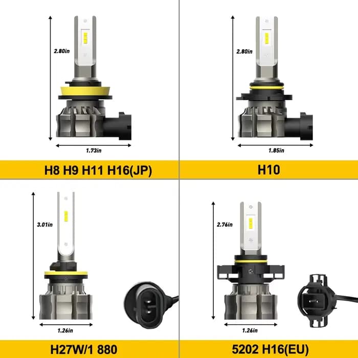 Feu antibrouillard LED H8 H11 H16 H27W/1 H27 880 H10 H8 5202, ampoule automatique, feu de jour pour 