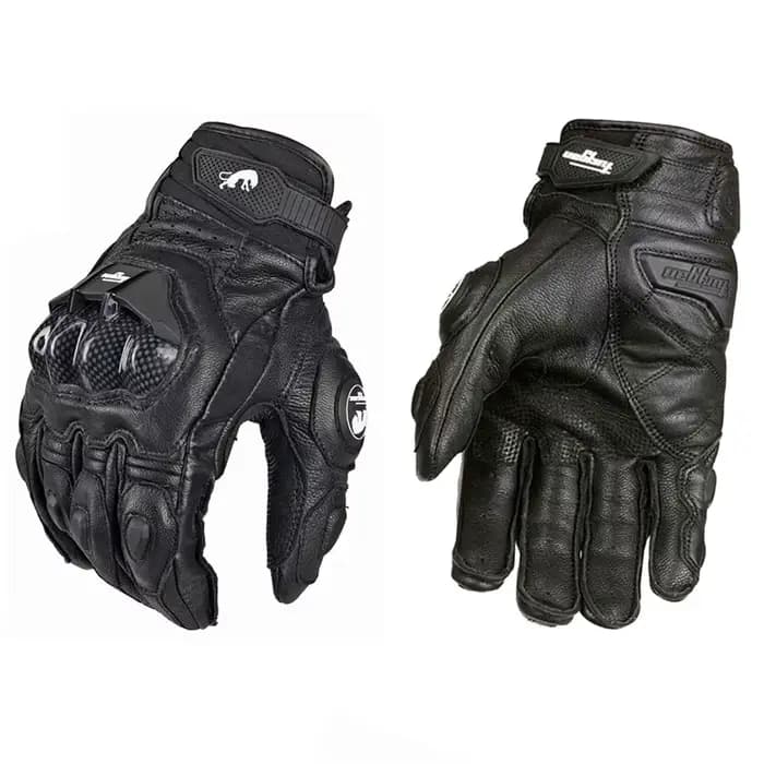 Gants de moto noirs de course en cuir véritable, gants d'équipe d'équitation sur route blancs, porta