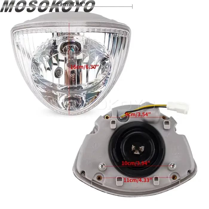 Phare de moto en plastique pour Scooter Fly 50 100 125 2t Liberty 50 4t Liberty 125, feu avant Hi/Lo