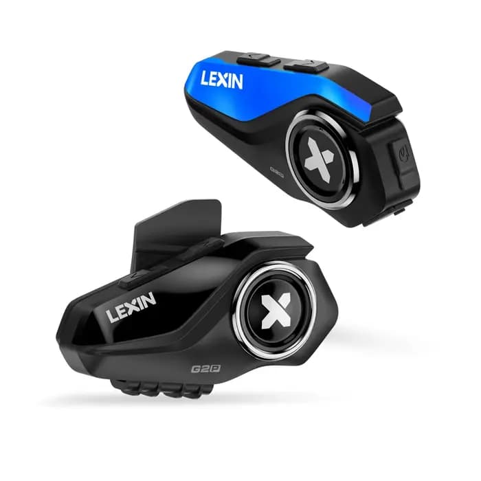 Lexin G2P 2 pièces intercomètres pour casque de moto Bluetooth V5.0 jusqu'à connecter 6 coureurs et 