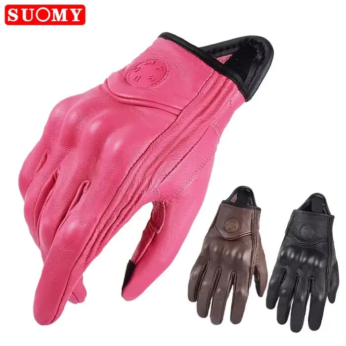 SUOMY rétro cuir femmes Moto gants dame rose vélo électrique Guantes Moto Luvas Da Motocicleta vélo 
