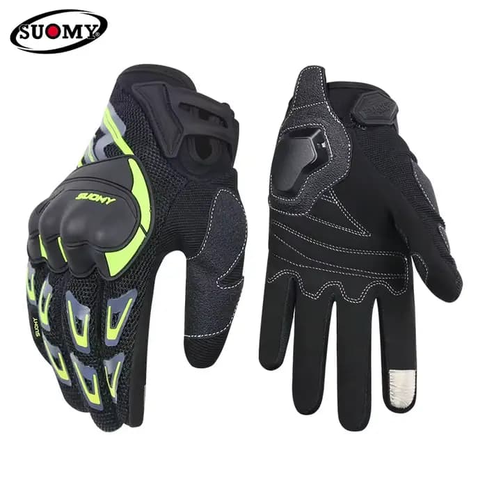 SUOMY SU-11 Gants de moto – Respirants à doigts complets, antidérapants, élégants |   XS-XXL Noir/Ve